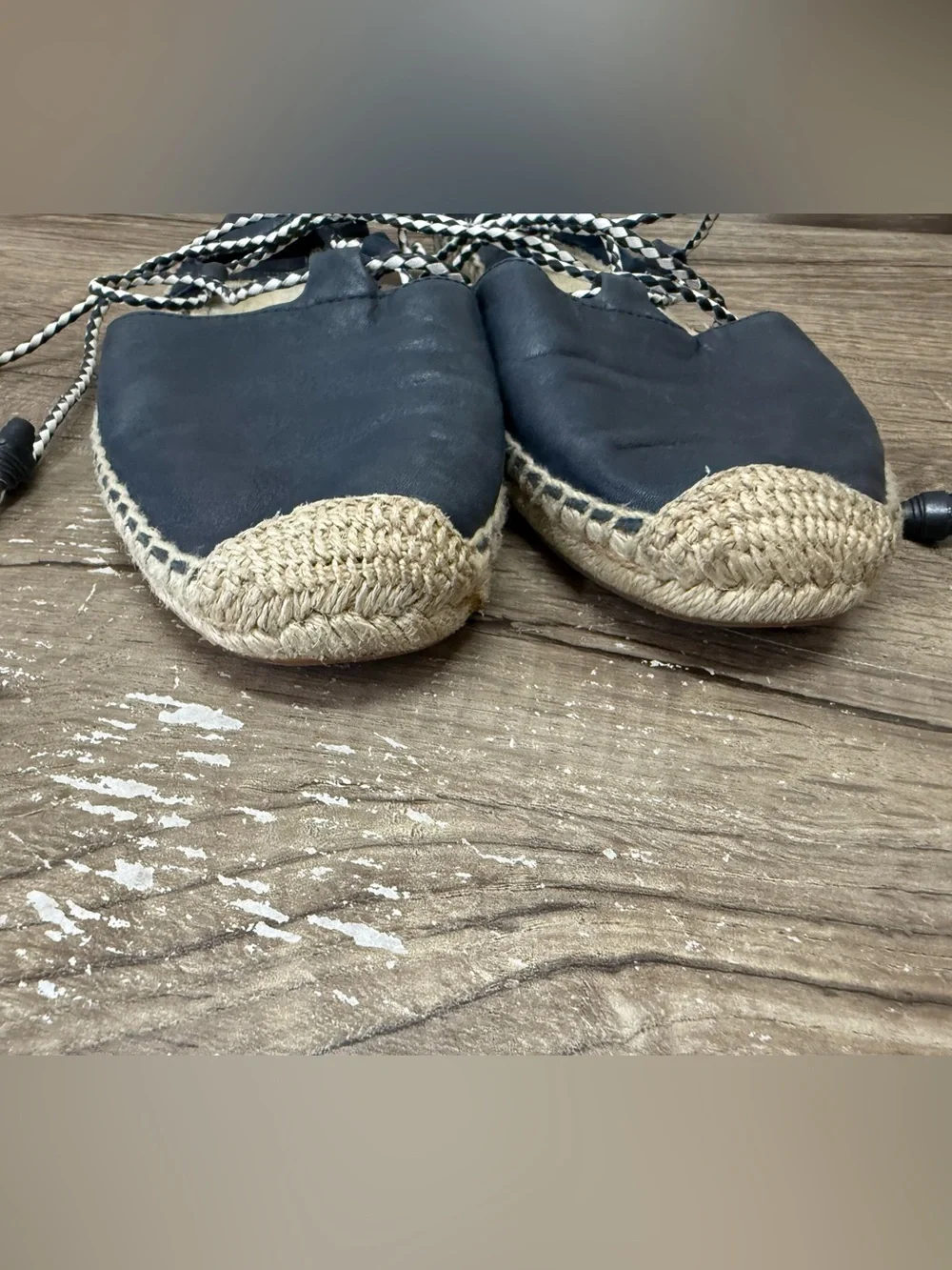 TORY BURCH POSITANO LACE-UP ESPADRILLE BLUE SIZE 10